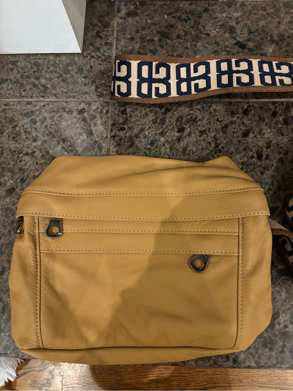 Parker Thatch Leather Shoulder Bag with Patterned Strap - Picture 5 of 10